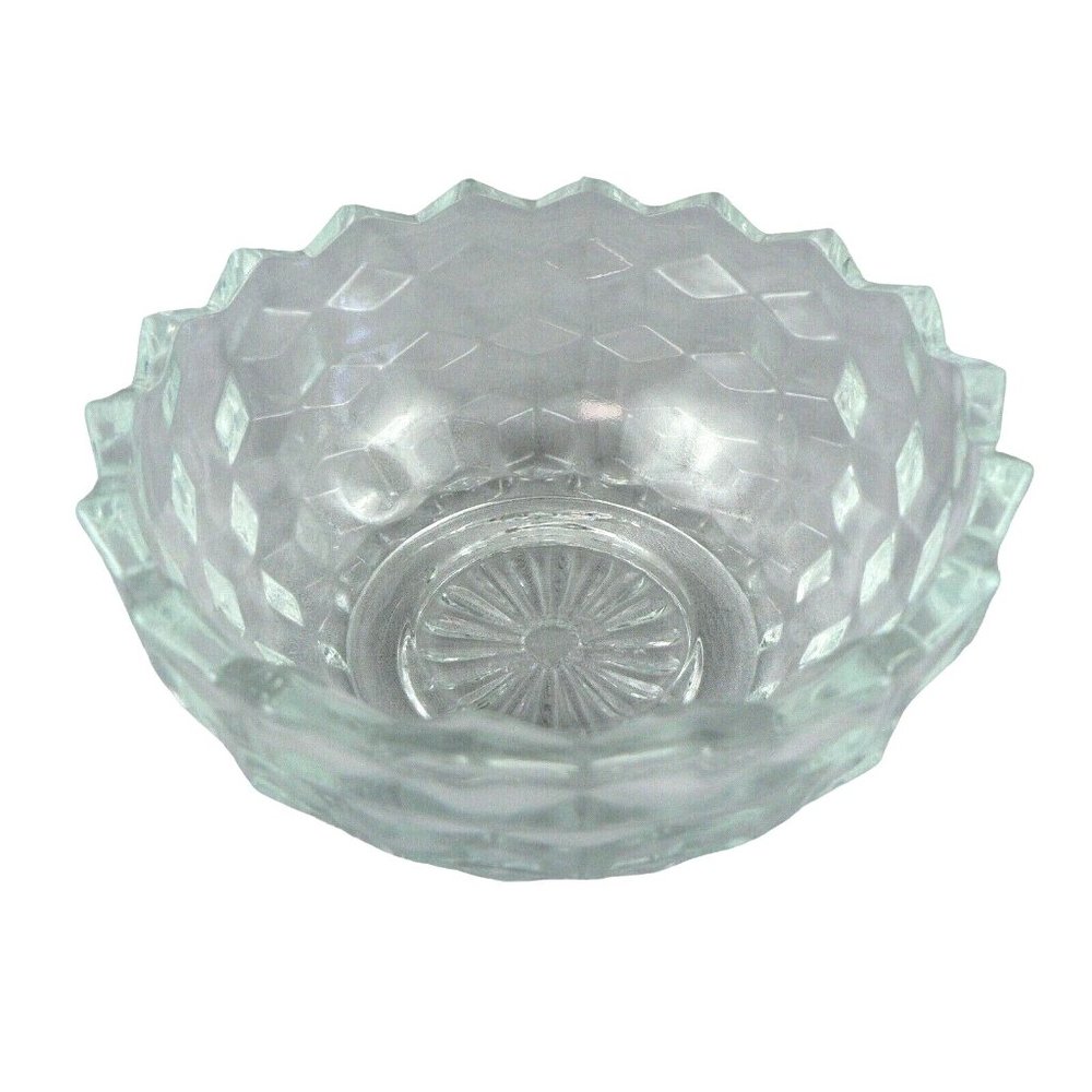 Candy Mint Nut Dish Glass Layered Diamond Pattern Homco USA